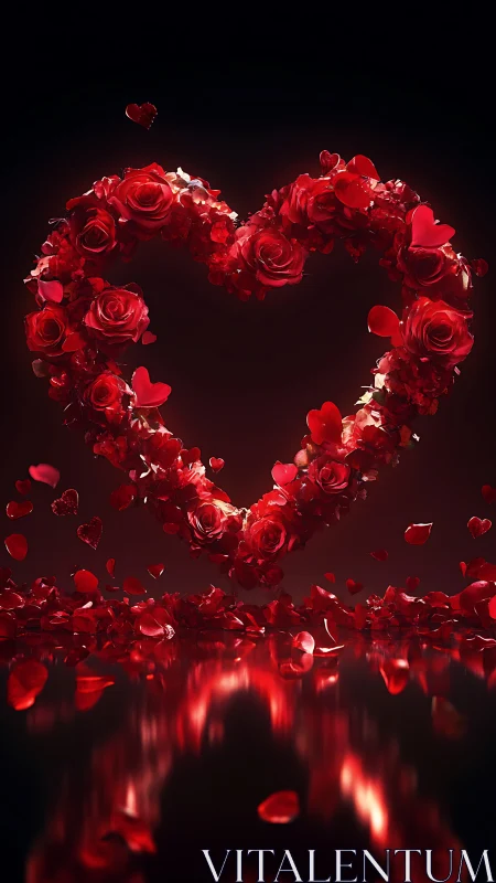 Luminous Heart: Rose Formation with Radiant Floral Architecture.