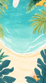 Sunny tropical shoreline wrapped in playful turquoise waves.