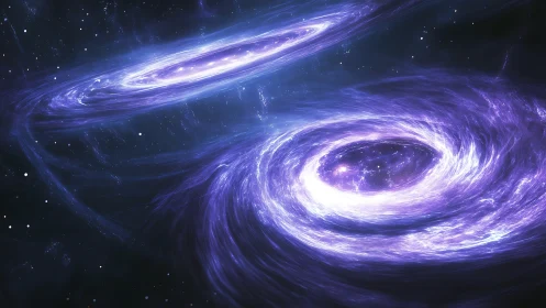 Dual luminous vortex galaxies in relativistic tidal interaction.
