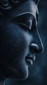 Moonlit stone serenity in a meditative profile portrait.