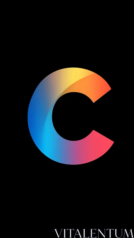 Vibrant gradient C shape arcs across deep black background