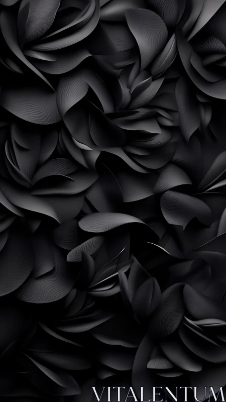 Layered black petals forming abstract sculptural depth.