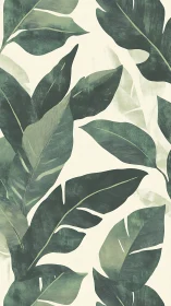 Banana leaf pattern on muted cream botanical backdrop.