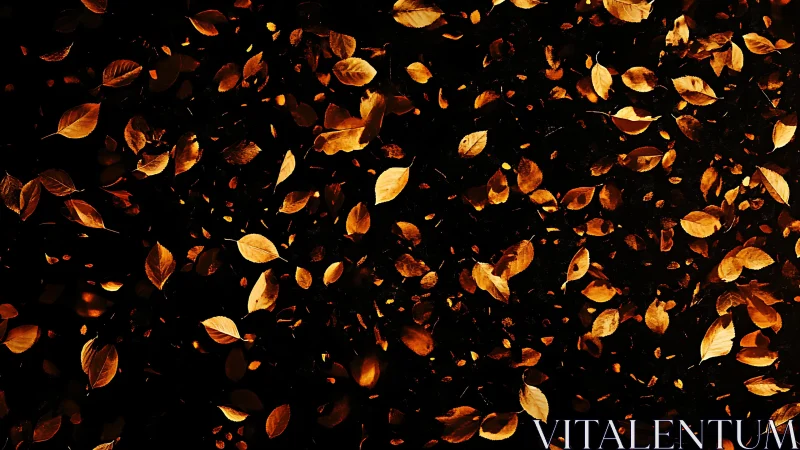 Floating autumn leaves sketch swirling constellations of gold