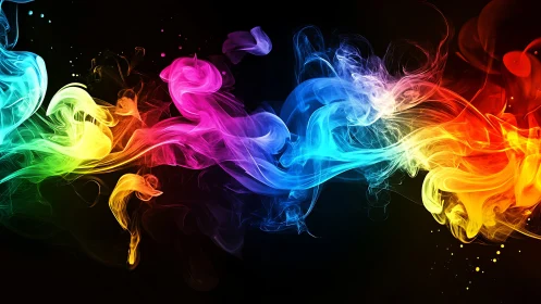 Prismatic smoke waves swirling across deep black void.