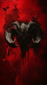 Bloodlit ram skull sigil rising from the infernal abyss.