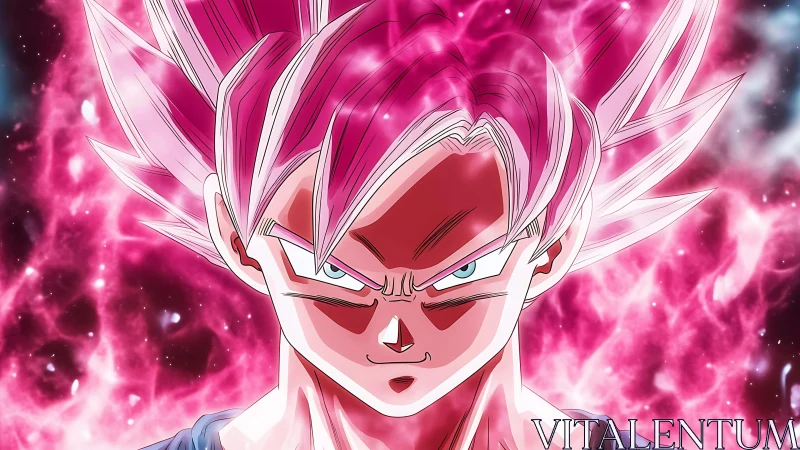 High-energy anime character portrait with magenta aura and cel shading