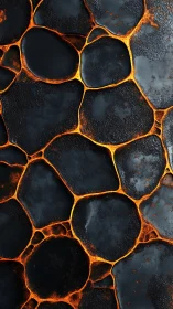 Polygonal basalt-like surface shows molten fissure network