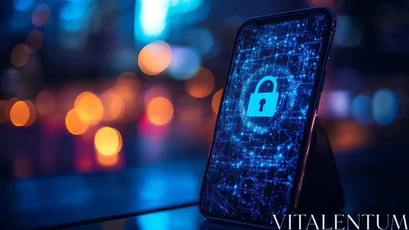 Locked-in blue glow: cozy cybersecurity around your phone.