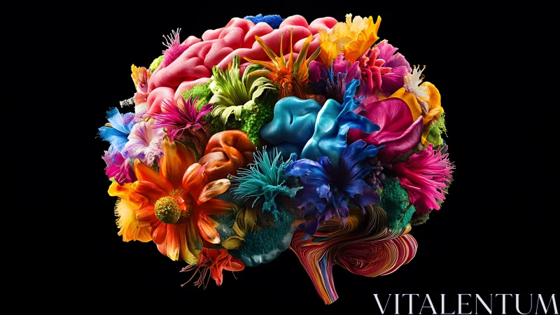 Color-splashed brain bouquet celebrating vivid imagination.