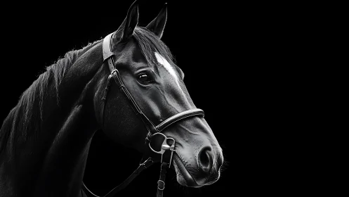 Midnight stallion profile carved from luminous shadow.