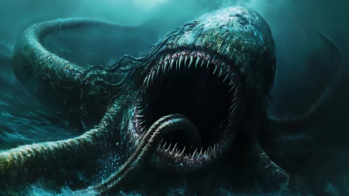 Digital painting of abyssal sea leviathan with gaping maw detail.