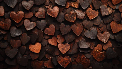 Oxidized Copper Hearts Arrangement in Rich Bronze Tones.