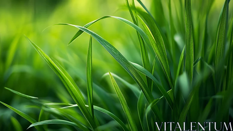 Whispering blades of spring grass in luminous green hush.