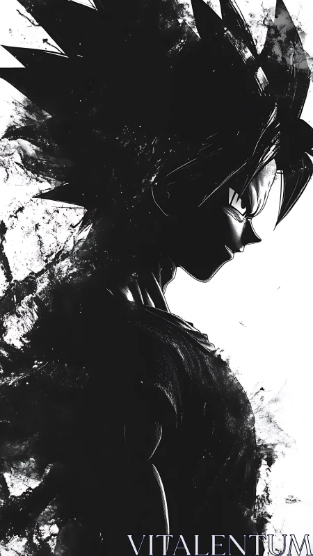 High-contrast anime warrior silhouette with ink dispersion profile.