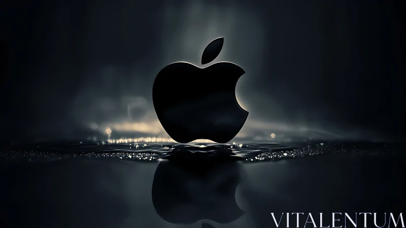 Obsidian Apple Floats Above Crystalline Waters Below