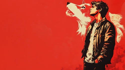 Bipedal silhouette aligned with spectral lupine profile overlay.