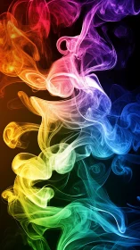 Prismatic smoke plumes curl across a deep black backdrop