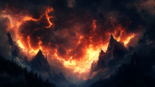 Apocalyptic Inferno Valley with Towering Rock Formations