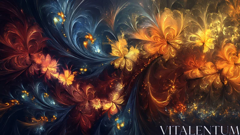 Celestial fractal blooms swirl through cosmic twilight space.