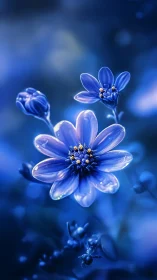 Glowing Blue Flowers Suspended in Twilight.