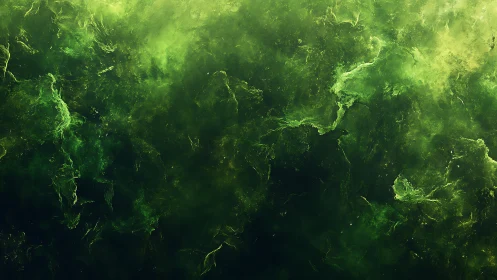 Emerald nebula drift where mossy starlight softly churns.