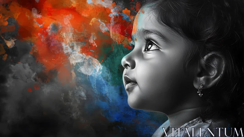 Young Girl's Imagination Blooms Into Vibrant Color