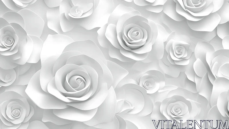 Monochromatic Layered Rose Composition: Three-Dimensional Sculptural Floral Rendering