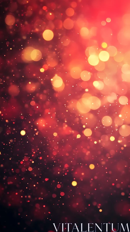 Glowing red and gold bokeh lights drift in a warm festive haze