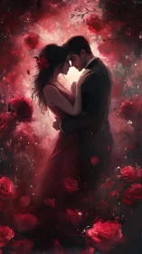 Crimson Devotion: Where Passion Blooms in Shadow.