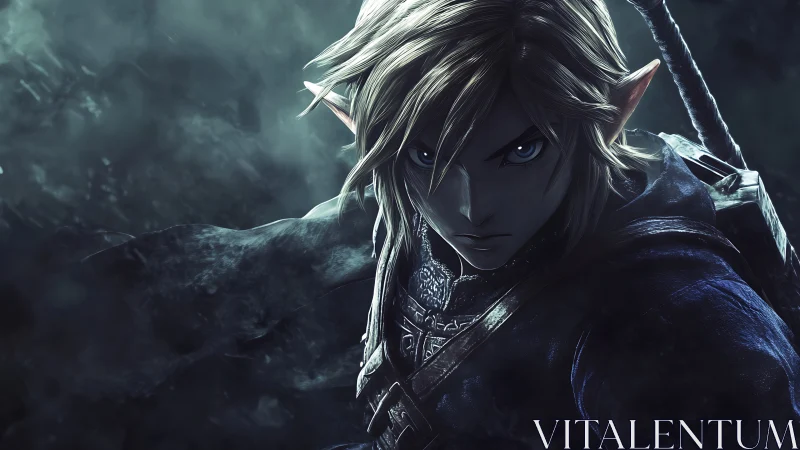 Cinematic close-up of elf warrior rendered in high-contrast digital art