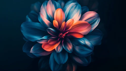 Luminous Bloom Against Darkness: A Digital Flower