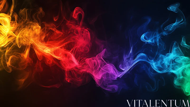 Vibrant neon smoke trails drift across a deep dark void
