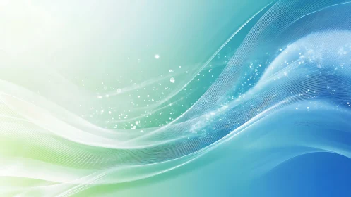 Soft aqua light waves flow in a serene abstract background