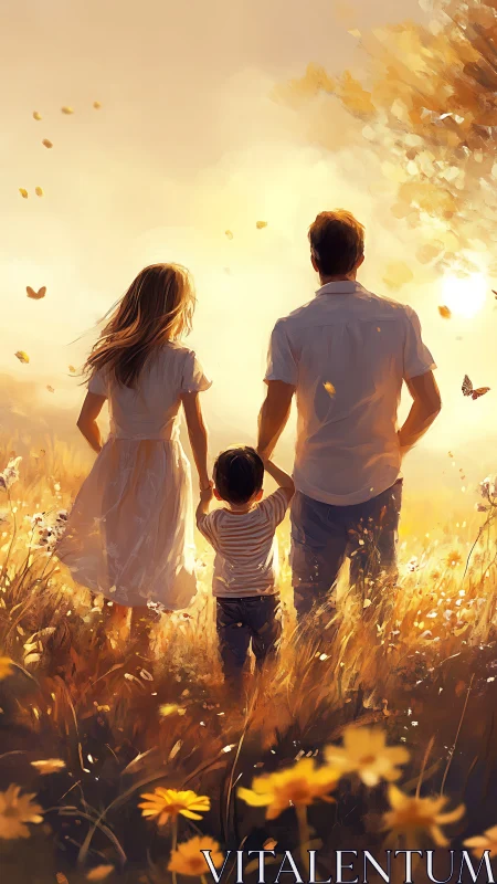 Golden Family Moment Unfolds Against Twilight's Dreamy Glow