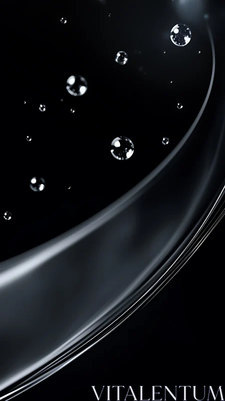 Moonlit droplets drifting over a quiet silver arc.