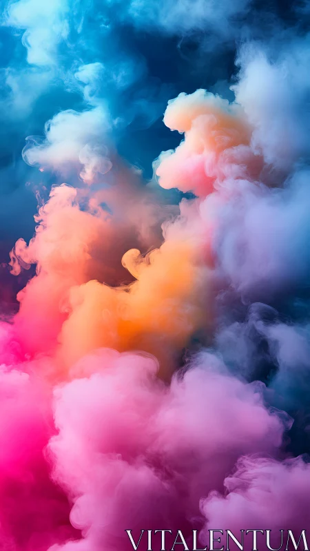 Chromatic clouds drift in a dream-bright vertical sky.