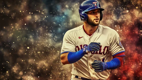 Electric ballpark moment with focused baseball slugger.