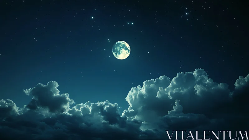 Moonlit Cloud Sea Under Whispering Constellation Sky.