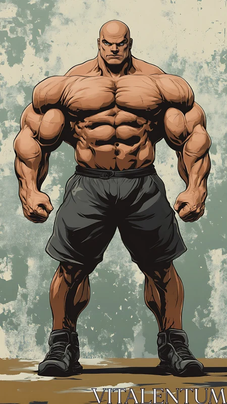 Hyperdefined mesomorphic titan in stylized anatomical stance.