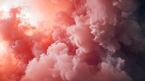 Macro volumetric red smoke plumes with soft diffused light.