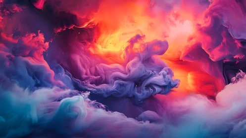 Vivid swirling clouds of colorful abstract digital smoke.
