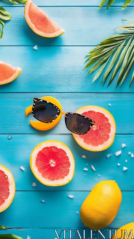 Sunny citrus vacation vibe with playful sunglasses fun.