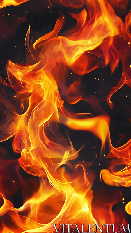 Intense flames dance with vibrant orange and golden light.