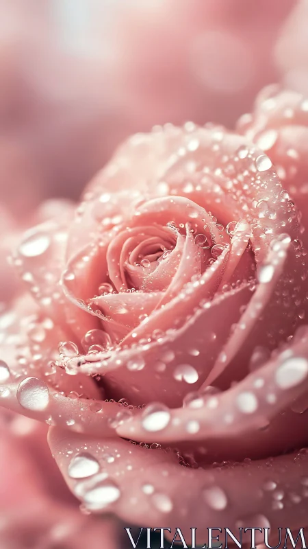 Macro optical study of dewy pink rose petal microtopography.