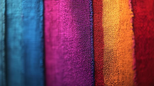 Macro study of woven textile bands in saturated chroma