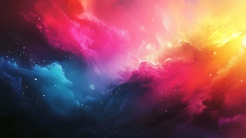 Vibrant multicolor nebula cloud with glowing cosmic light.