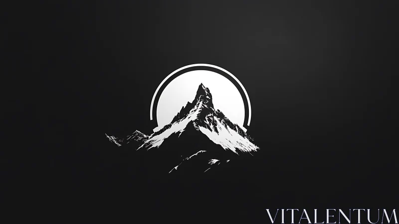Moonlit peak sliced from shadow, a minimalist mountain emblem.
