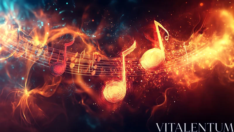 Musical notation rendered as glowing abstract light forms.