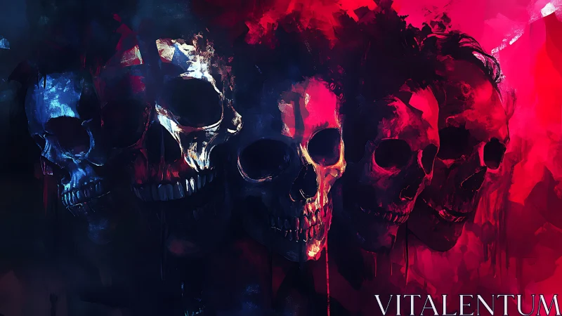 Chromatic spectral skull array in high-contrast paintfield.